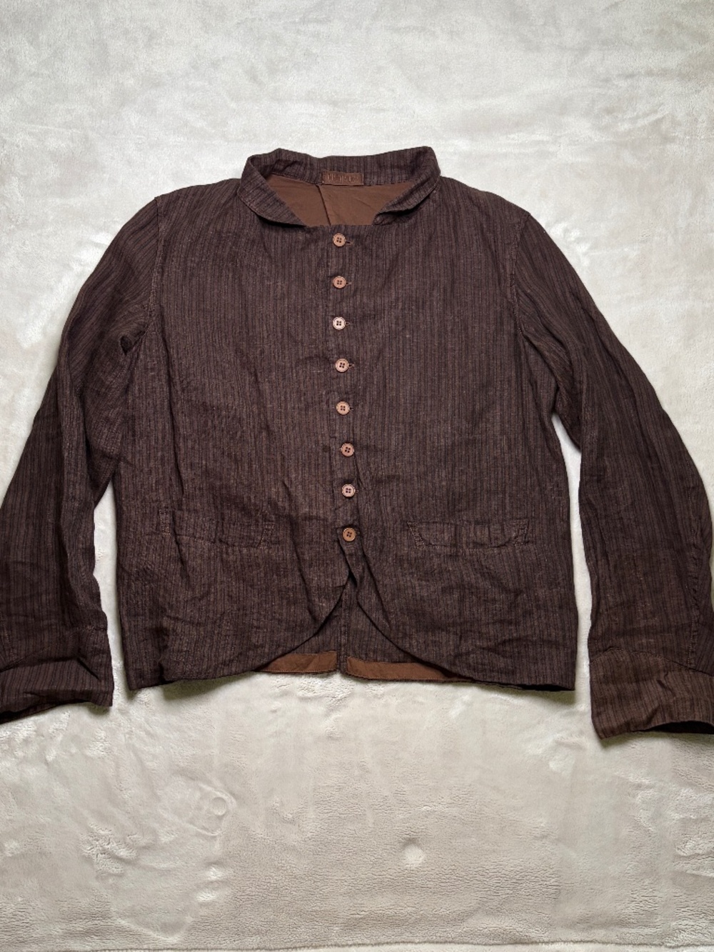 CP SHADES Dree Jacket Womens M Brown Striped Linen Blazer Lined Boho Western USA